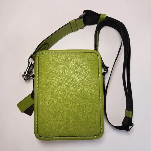 NWT COACH CP178 Sullivan Crossbody In Refine Pebble Leather Yellow Green - Picture 3 of 5
